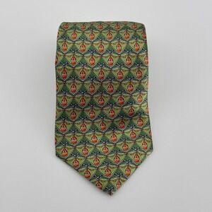 FABERGE Silk Tie Green Hot Air Balloon Pattern Handmade